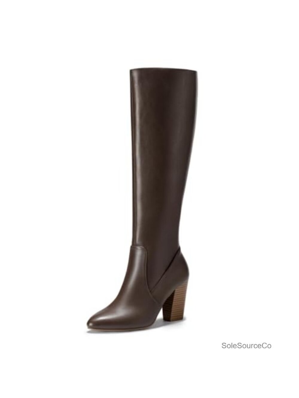 FITORY Women's Knee High Boots Pointed Toe Fold Over Block Heel Pull On